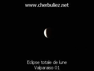 légende: Eclipse totale de lune Valparaiso 01
qualityCode=raw
sizeCode=half

Données de l'image originale:
Taille originale: 78913 bytes
Temps d'exposition: 1/50 s
Diaph: f/280/100
Heure de prise de vue: 2003:05:15 22:55:11
Flash: non
Focale: 420/10 mm
